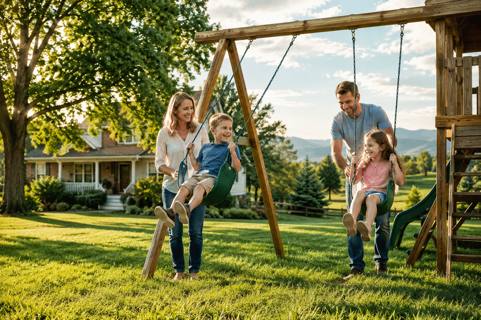 family playing in Maryville TN