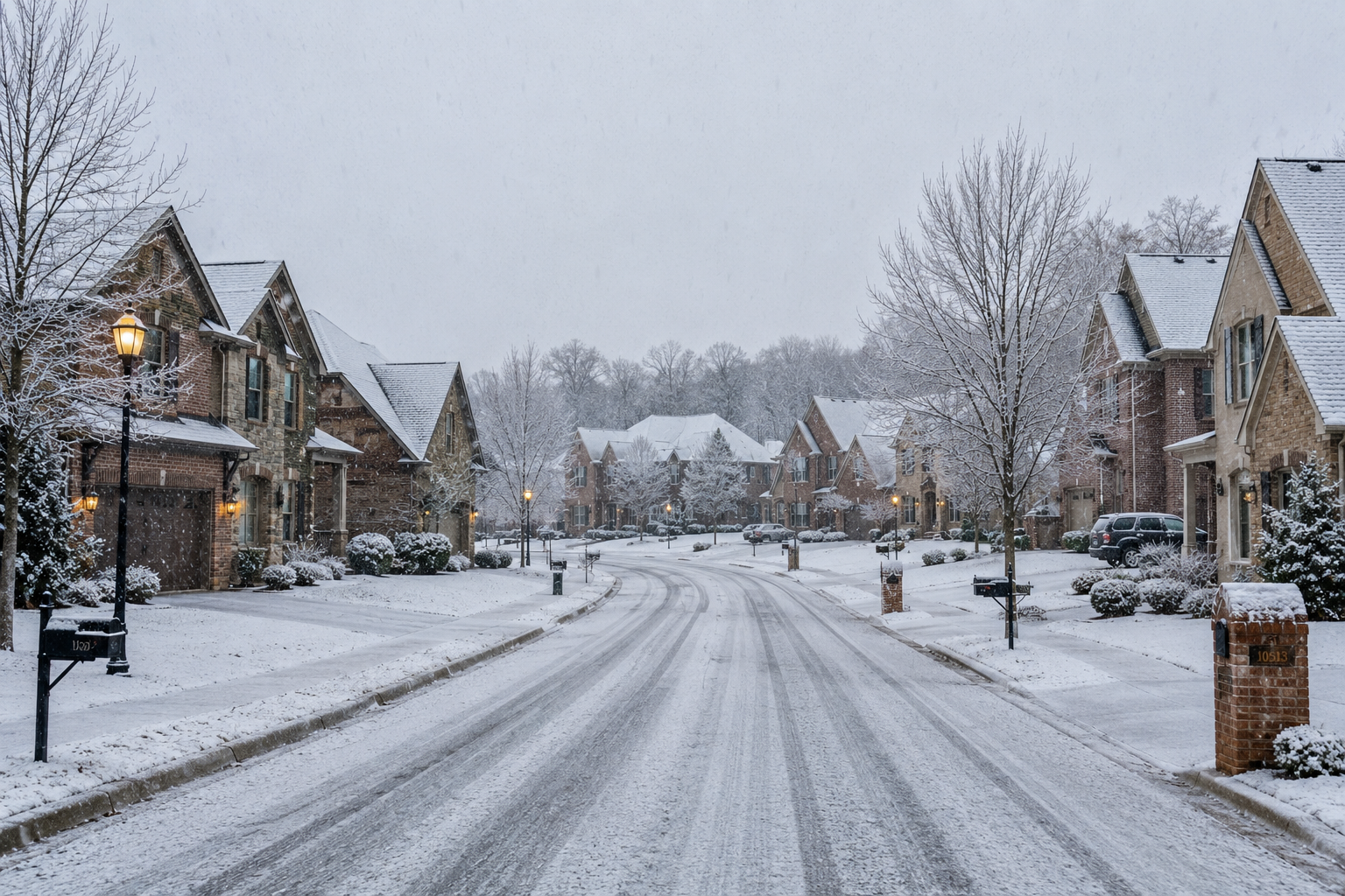 Snow in a Seymour TN neighborhood