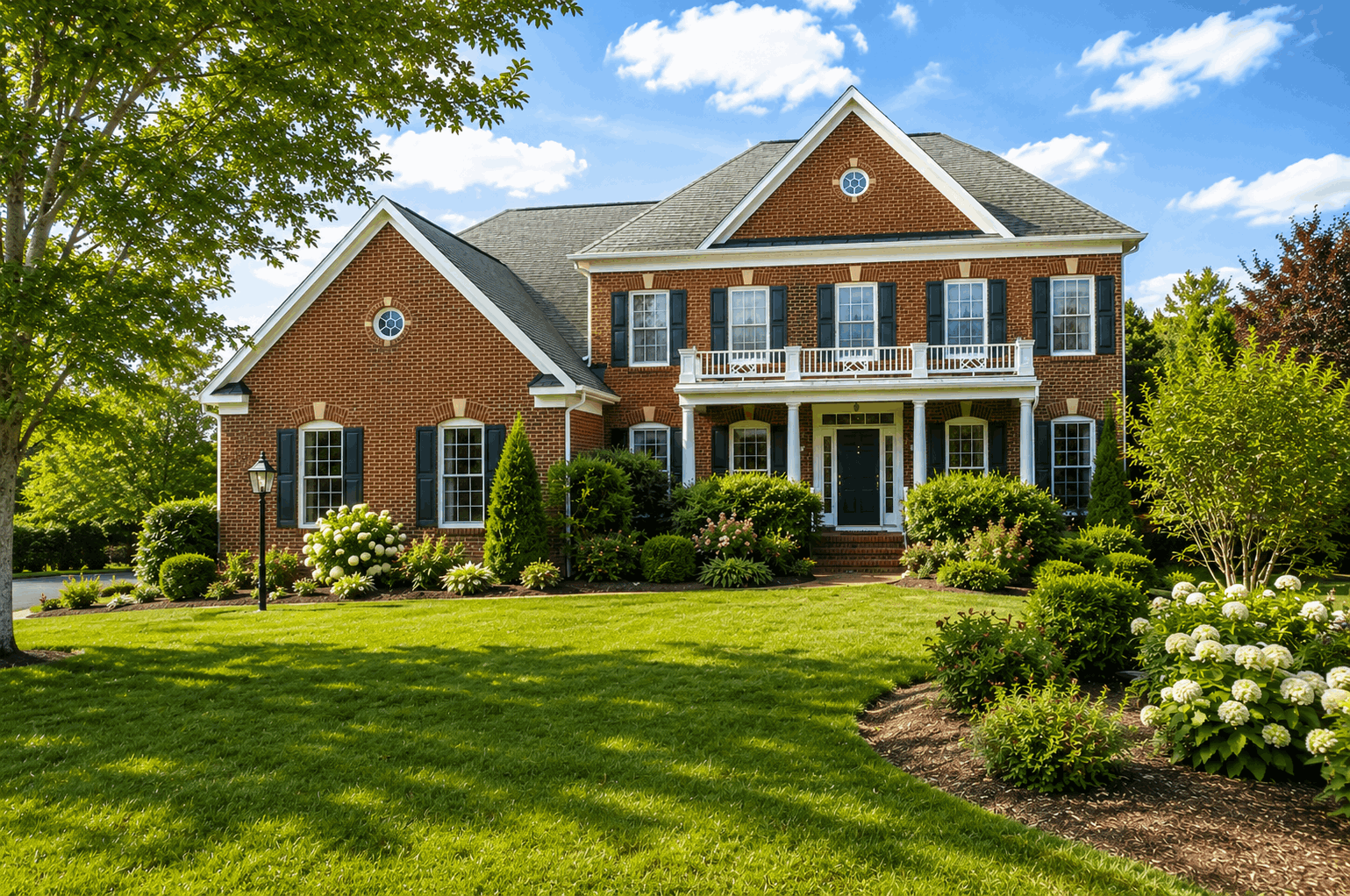 traditional brick home in East Tennessee in the spring