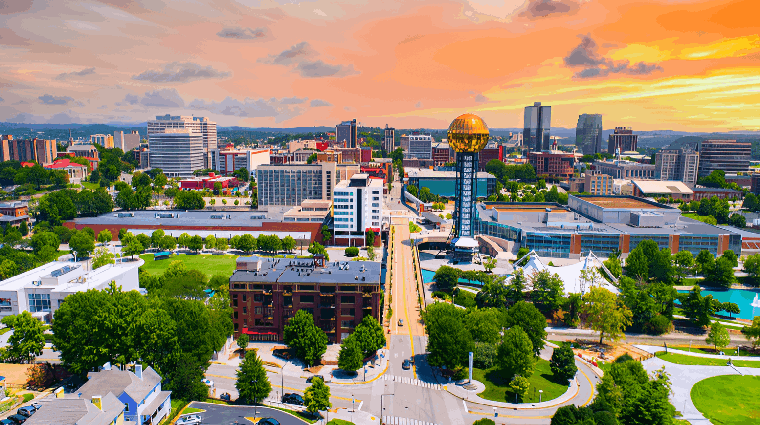City of Knoxville with World's Fair Park
