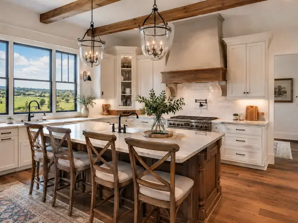 modern farmhouse kitchen with wood accents in East Tennessee