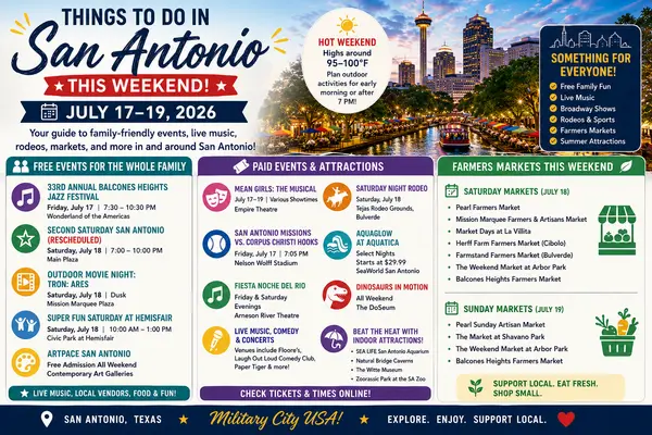 Things to Do in San Antonio This Weekend (July 17–19, 2026) | Family Events, Live Music & Farmers Markets