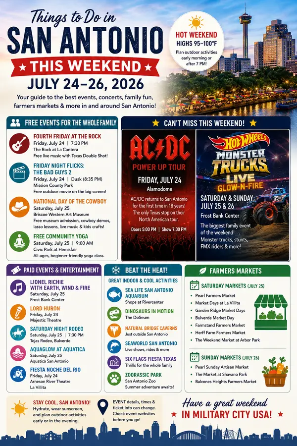 Things to Do in San Antonio This Weekend (July 24–26, 2026) | Family Events & Farmers Markets