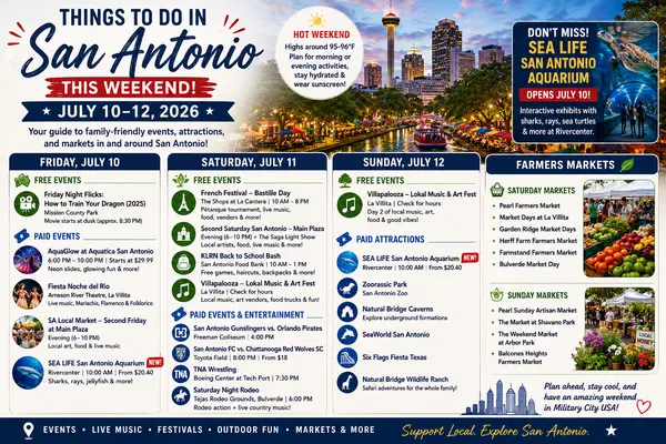 Things to Do in San Antonio This Weekend (July 10–12, 2026) | Family Events, Markets & Summer Fun