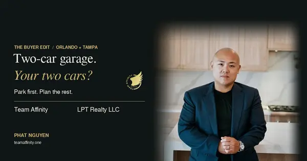 Phat Nguyen: Two-car garage. Your two cars? Team Affinity and LPT Realty LLC parking-first buyer guide.
