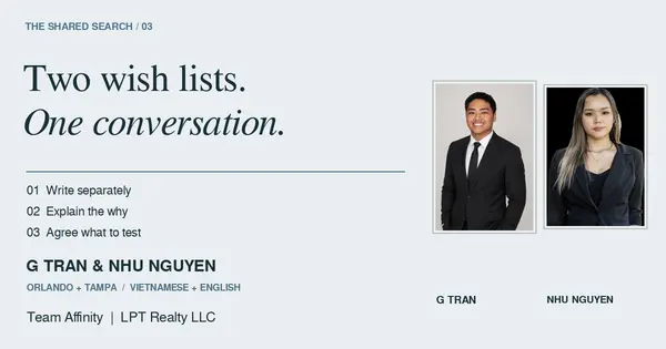 G Tran & Nhu Nguyen with an original home-planning editorial, Team Affinity, LPT Realty LLC.