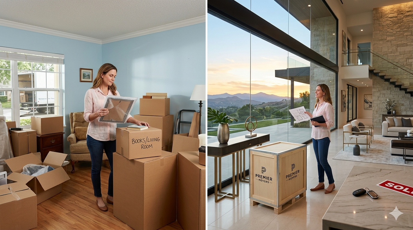 Homeowner planning a move from current home into luxury property