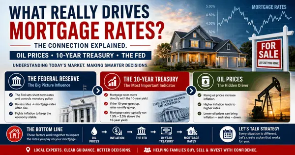 feature image of What Drives Mortgage Rates? Fed, Oil Prices &amp; Treasury Explained (2026)