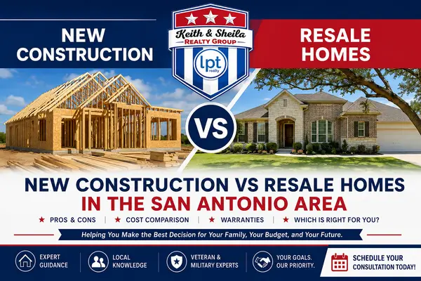 feature image of New Construction vs Resale Homes in San Antonio | Pros, Cons & Costs
