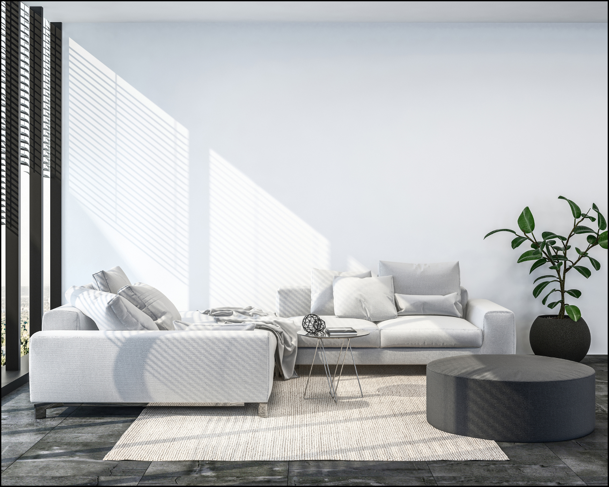 Clean and organized living room prepared for home showings.