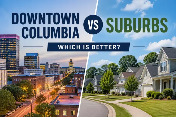 feature image of Downtown Columbia vs Suburbs: Which Is Better?