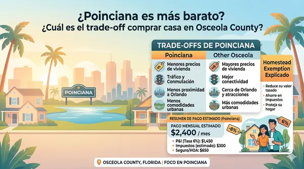 ¿Poinciana es más barato? ¿Cuál es el trade-off al comprar casa en Osceola County?