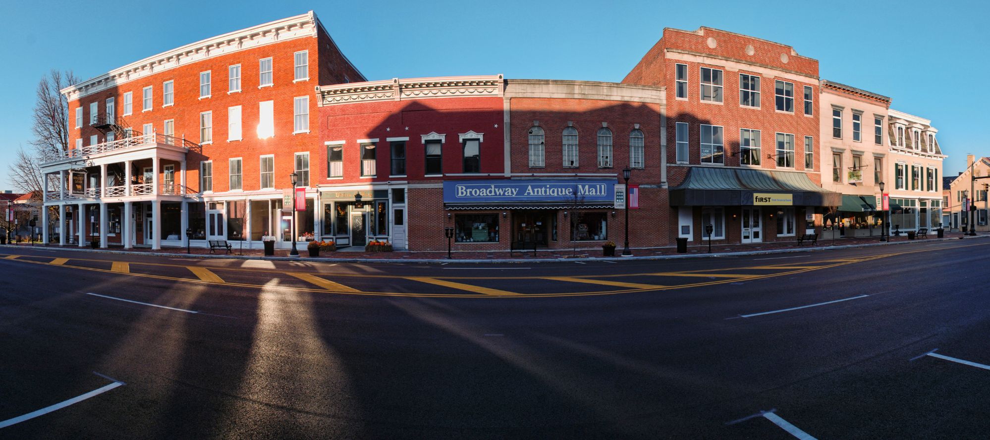 Historic storefronts on Broadway Street in Lebanon, Warren County, Ohio