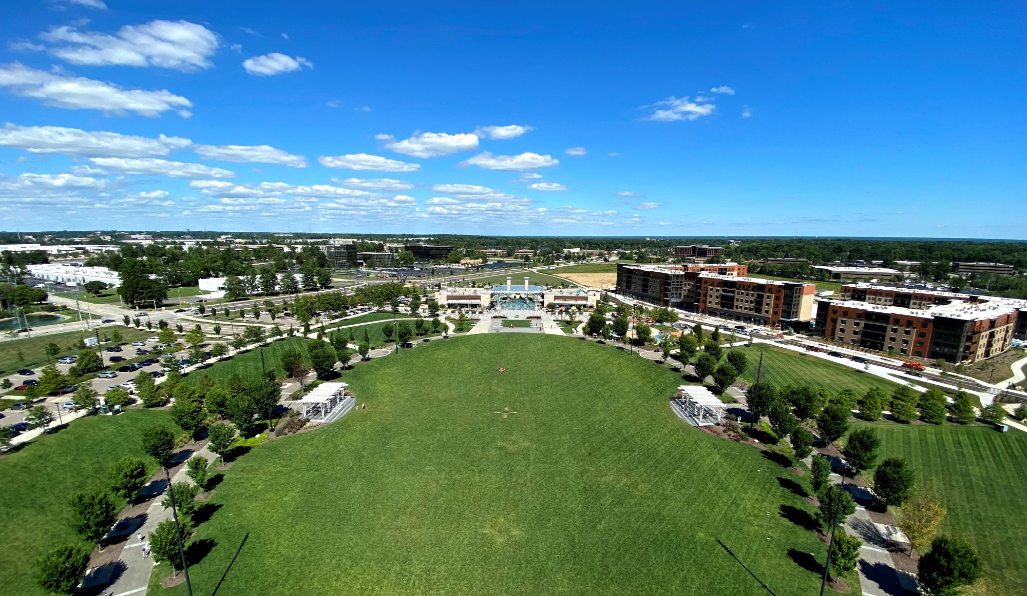 Summit Park Great Lawn and surrounding buildings in Blue Ash, Ohio
