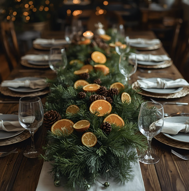 Rustic Holiday Centerpiece using Oranges and Pinecones