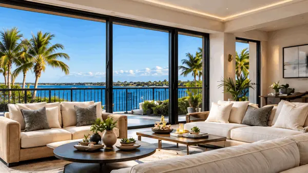 LIVING ROOM VIEW OF A LAKE