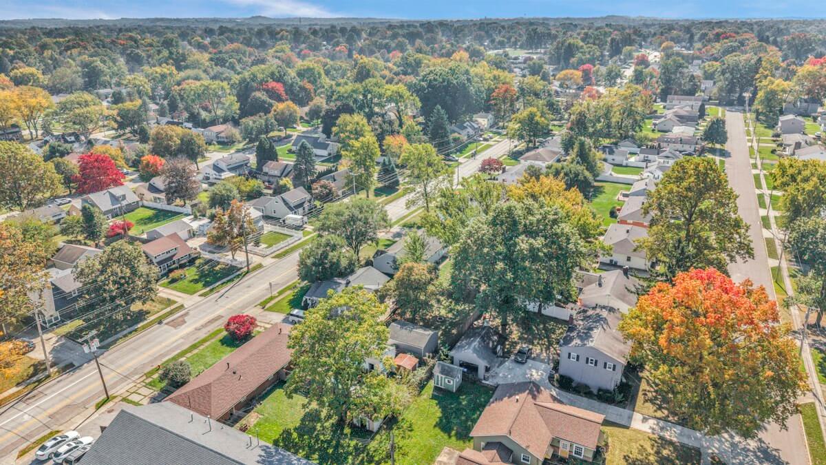 Aerial view of a residential neighborhood in the Charlotte region