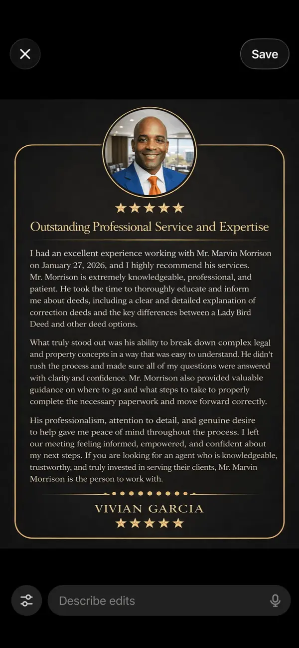 Marvin Morrison 5 Star Review