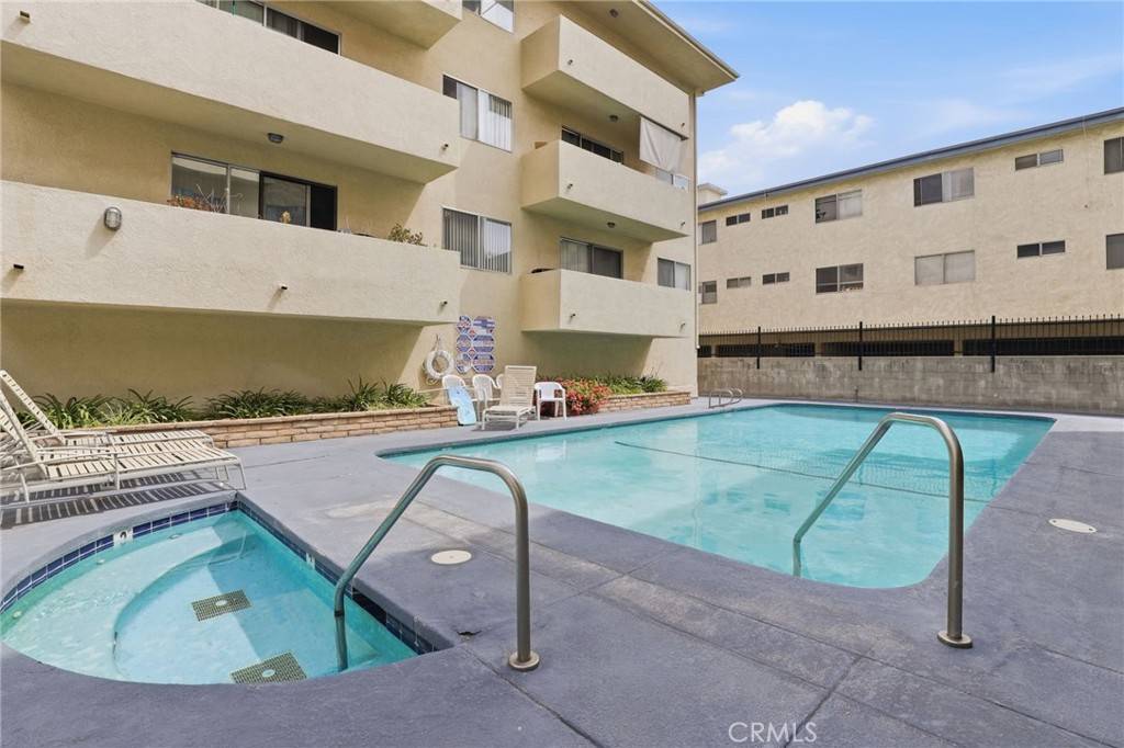 Spa and pool deck at the Ports of Call condos in Encino