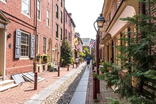 Historic rowhouses along a Philadelphia street