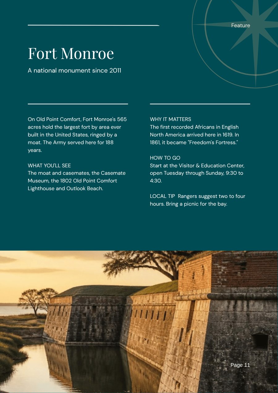 Fort Monroe feature page from the Hampton city guide
