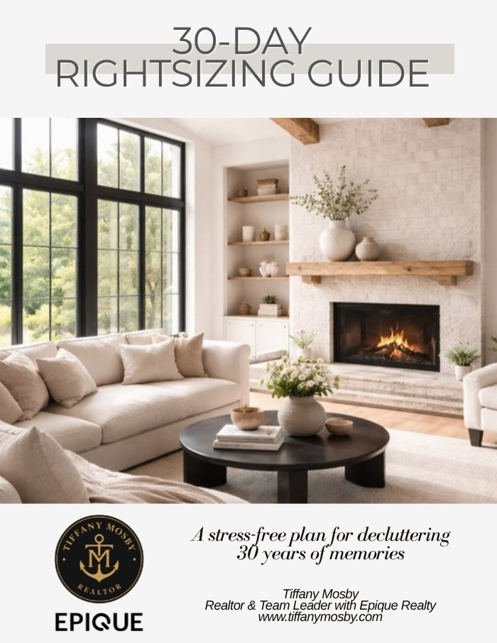 Cover of the 30-Day Rightsizing Guide by Realtor Tiffany Mosby