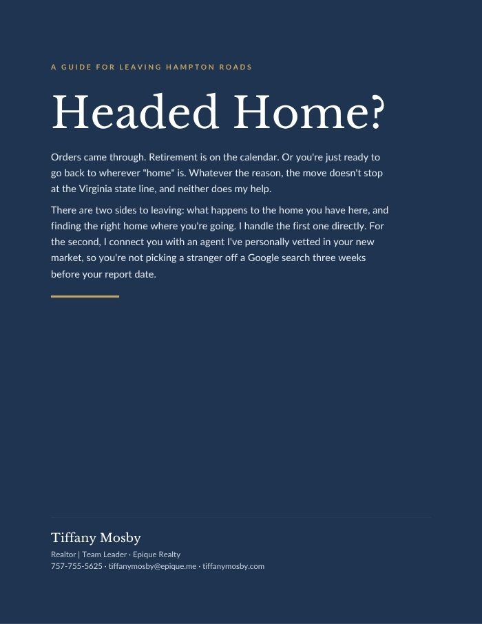 Headed Home? Leaving Hampton Roads guide cover