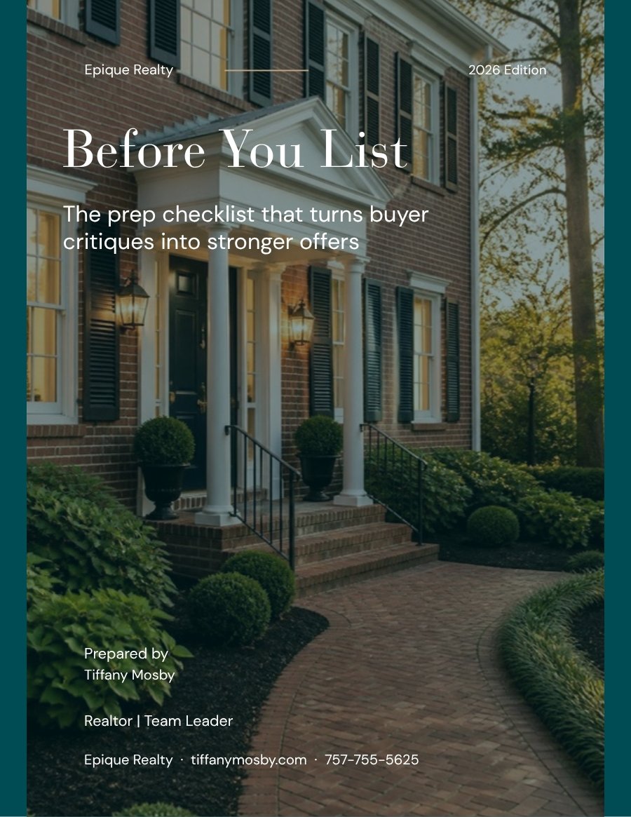 Cover of the Before You List seller prep guide by Realtor Tiffany Mosby