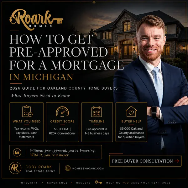 feature image of How to Get Pre-Approved for a Mortgage in Michigan — A 2026 Guide for Oakland County Home Buyers By Cody Roark | HomesbyRoark.com | Epique Realty