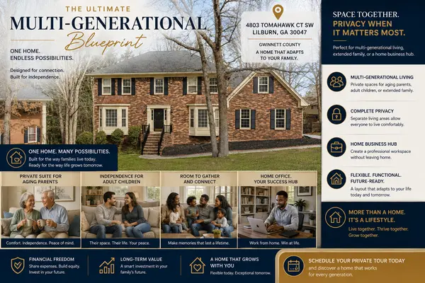 Multi-Generational Home for Sale in Lilburn GA | 4803 Tomahawk Ct SW