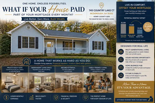 House Hacking Opportunity in McDonough GA | 745 Country Lake Ct