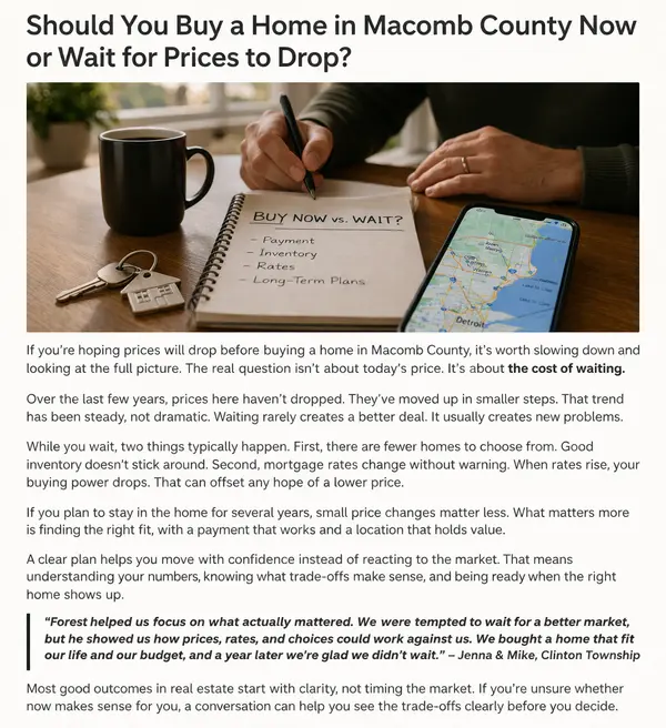 feature image of Should You Buy a Home in Macomb County Now or Wait?