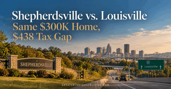 feature image of Shepherdsville vs. Louisville: Same $300K Home, $438 Tax Gap
