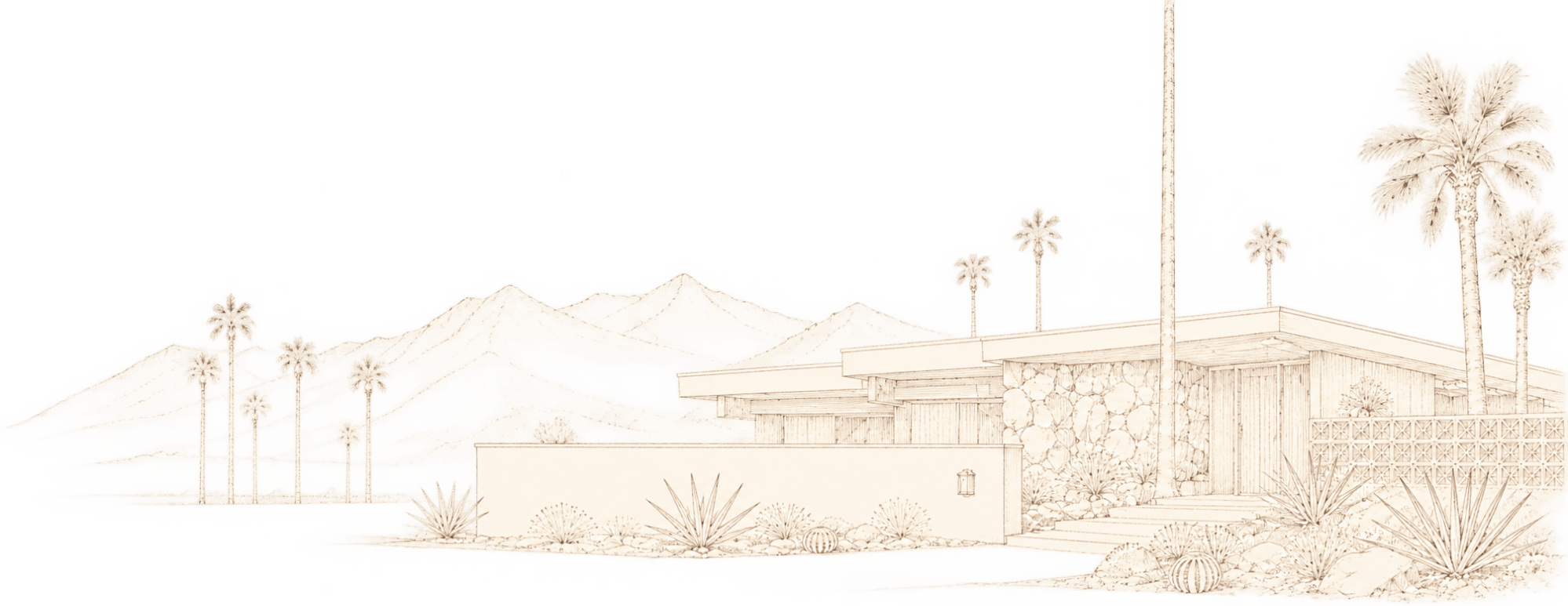 Mid-century modern Las Vegas home architectural illustration