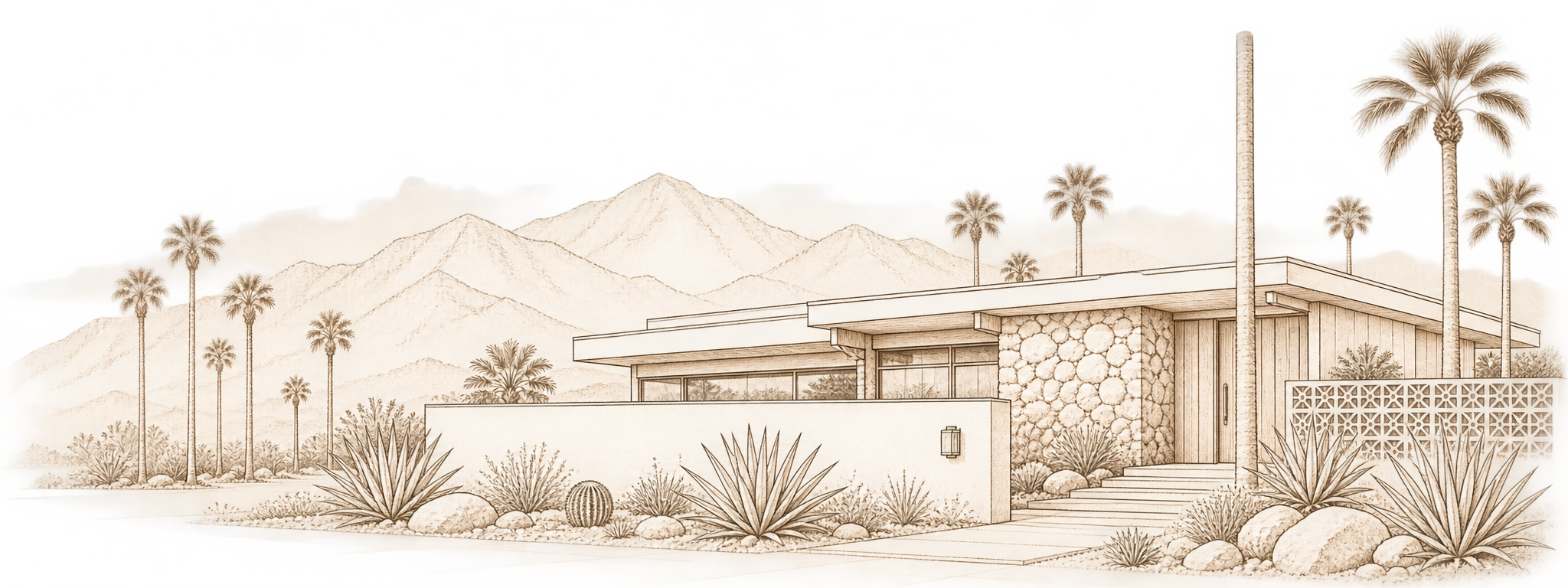 Mid-century modern Las Vegas architectural sketch