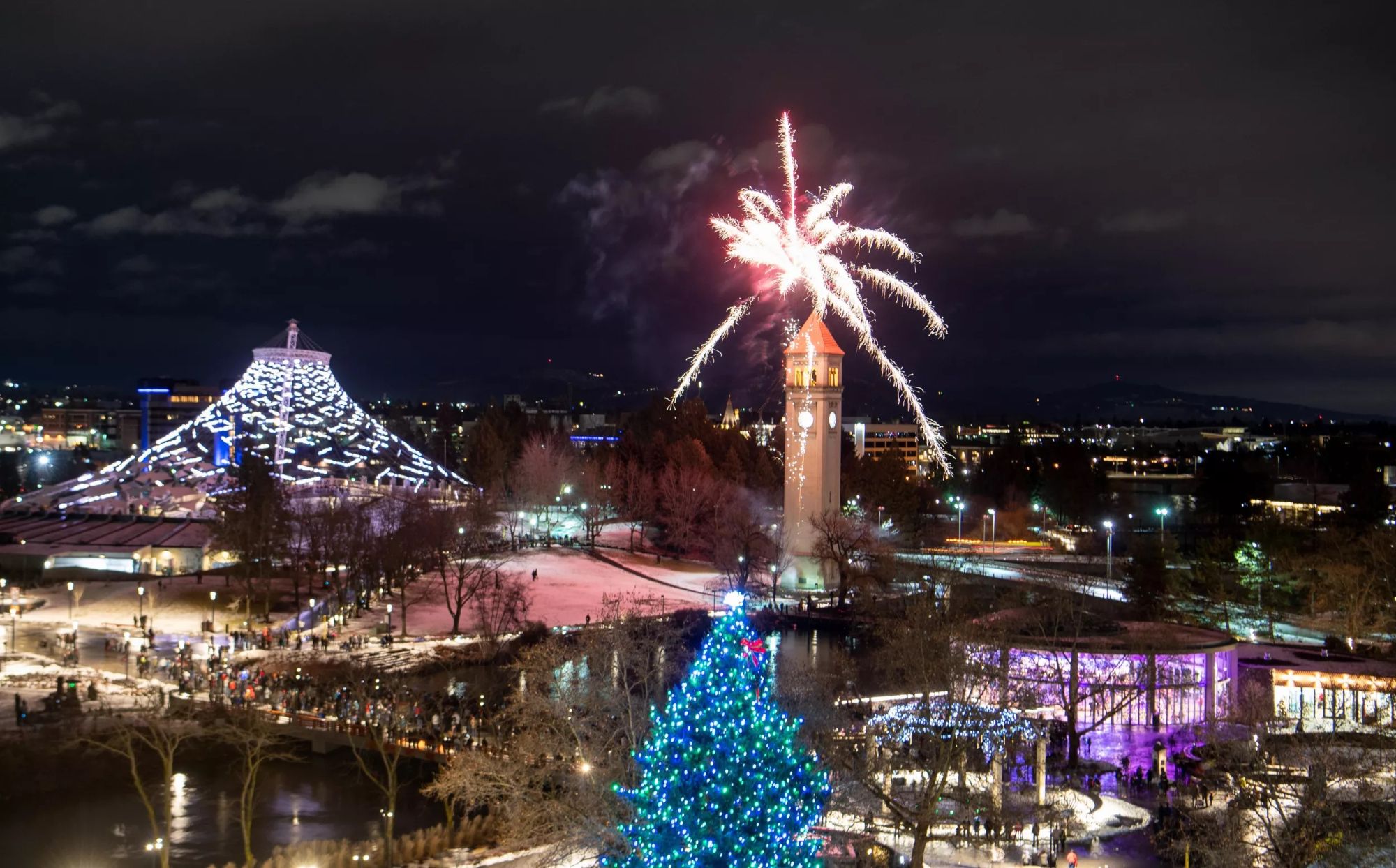 New Year’s Eve fireworks over Riverfront Park in Spokane featured by Halsted Hometeam as a top Spokane event