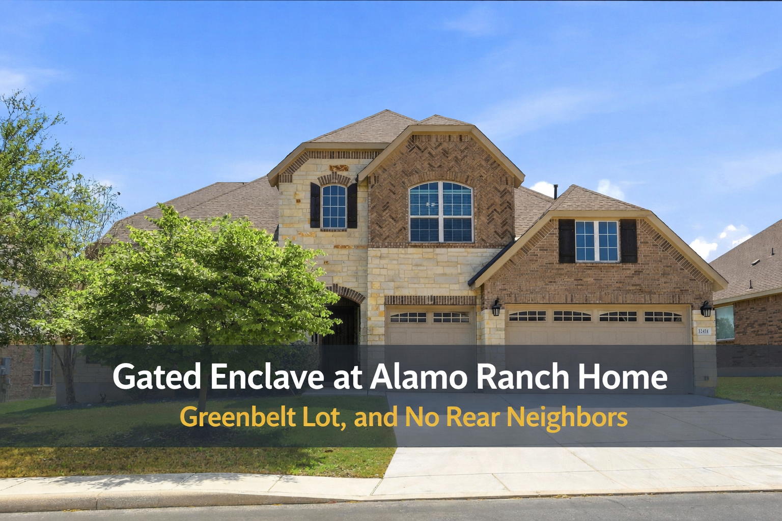 Gated Enclave at Alamo Ranch Home with 4,955 Sqft, Greenbelt Lot, and No Rear Neighbors