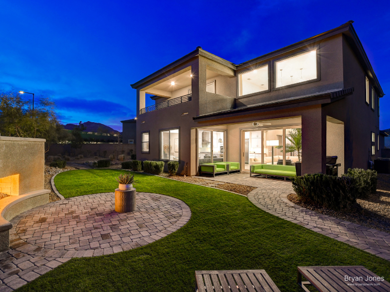 Las Vegas luxury home backyard twilight mountain view Bryan Jones REALTOR