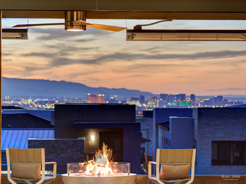 Las Vegas luxury home backyard twilight strip view Nevada tax savings relocation Bryan Jones REALTOR