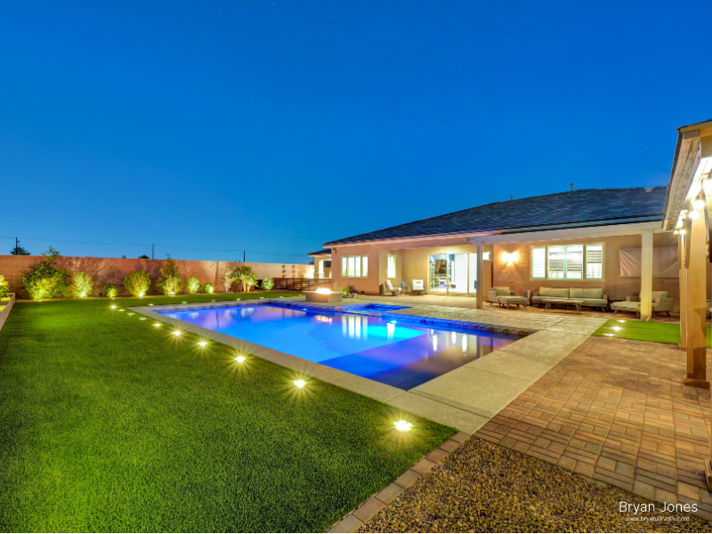 Las Vegas luxury home backyard pool twilight California relocation lifestyle Bryan Jones REALTOR