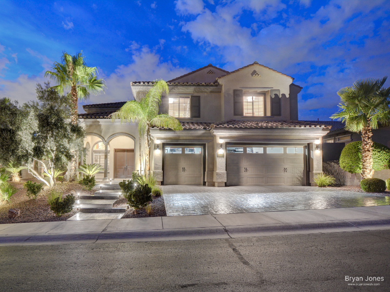 Las Vegas luxury home exterior twilight Washington state relocation Bryan Jones REALTOR