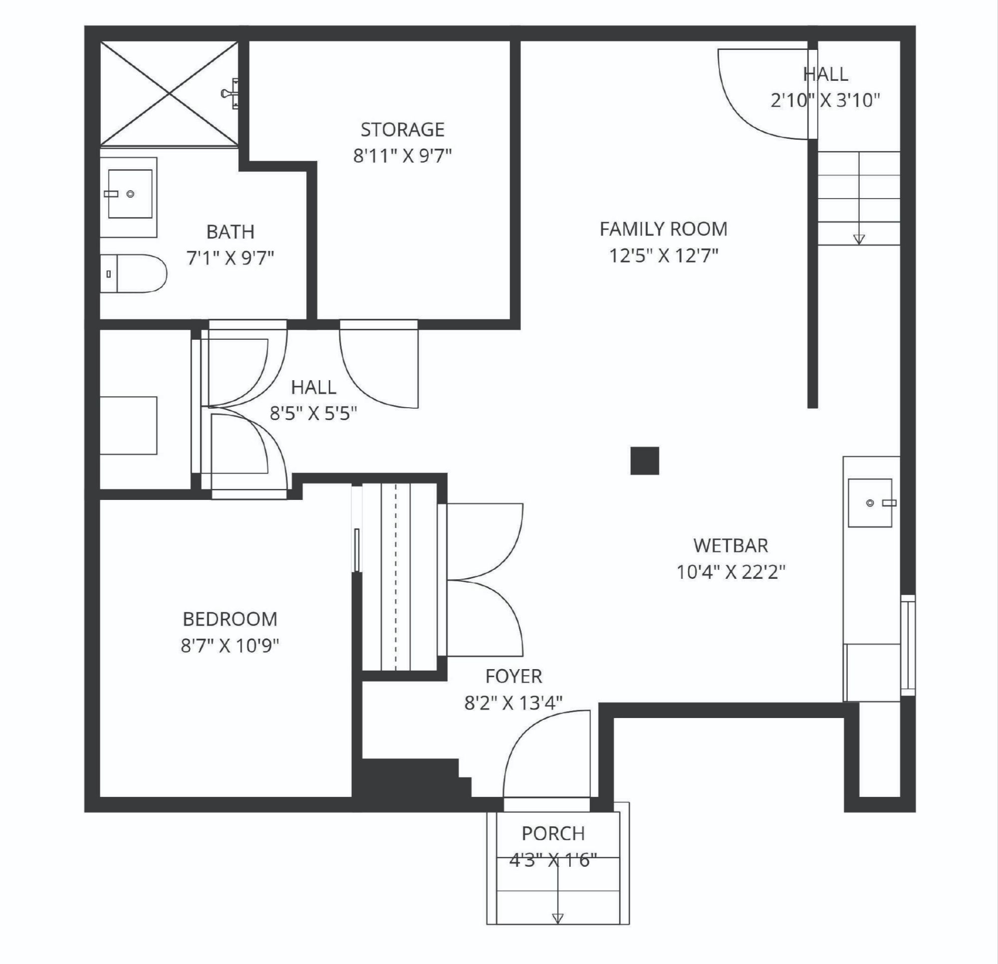 209 Chestnut Ave Unit 2 — lower level floor plan