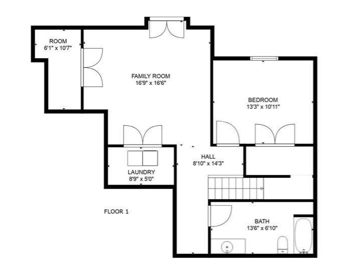 12 Everett St Unit 1 — lower level floor plan