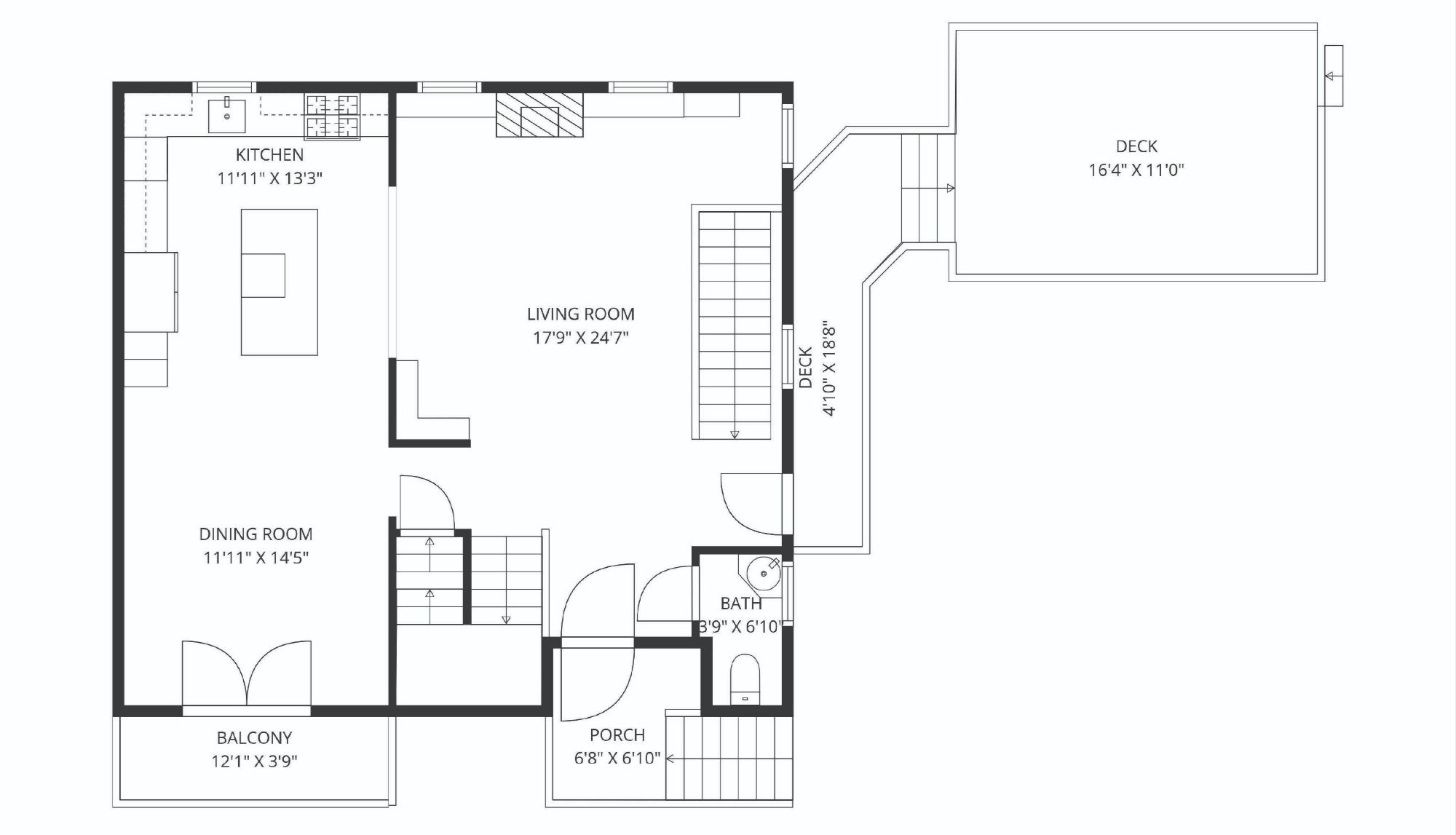 209 Chestnut Ave Unit 2 — main level floor plan