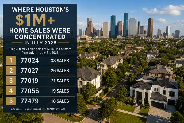 Where Houston’s $1M+ Home Sales Were Concentrated in July 2026