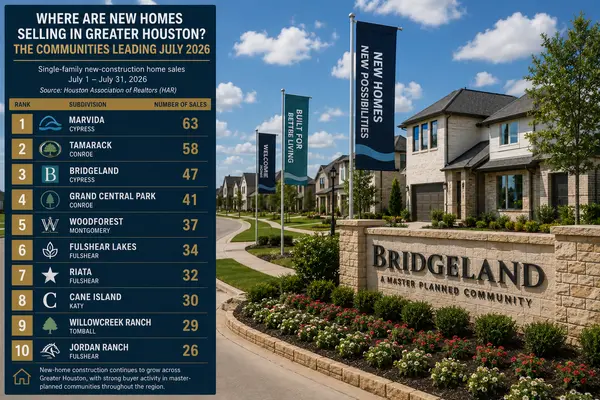 Where Are New Homes Selling in Greater Houston? The Communities Leading July 2026