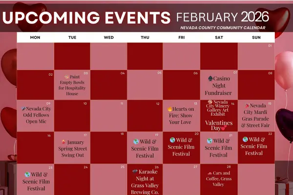 feature image of February 2026- Nevada County Community Event Calendar 