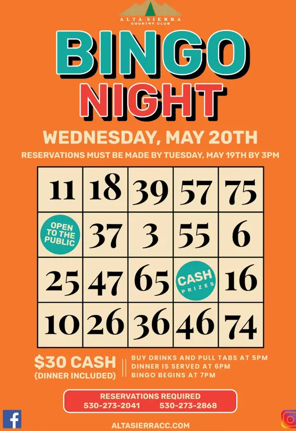 Bingo Night at Alta Sierra Country Club: A Fun Monthly Event in Nevada County,Sierra Player