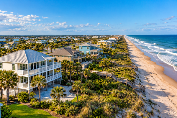 Aerial Coastal Beach Town Panorama