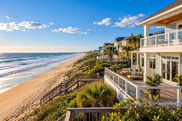 Sunny Coastal Beach Homes at Sunrise